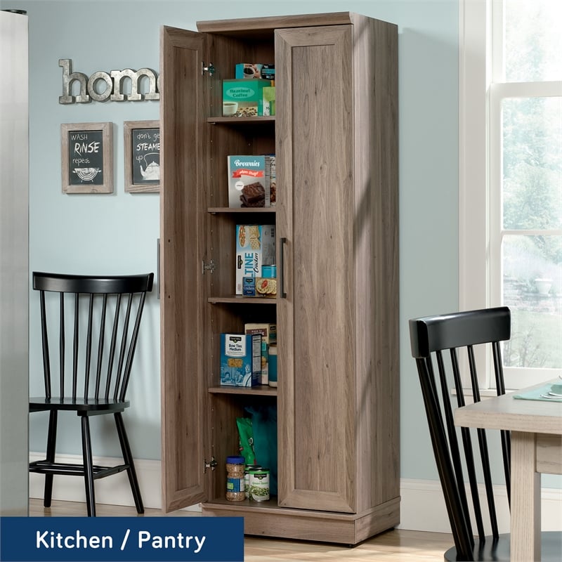 Bowery Hill Engineered Wood Storage Cabinet in Salt Oak Finish