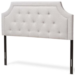 Bowery Hill Contemporary Fabric Tufted Full Headboard in Grayish Beige