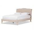 Bowery Hill Mid-Century Fabric Full Platform Bed in Beige Finish