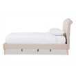 Bowery Hill Mid-Century Fabric Full Platform Bed in Beige Finish