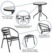Bowery Hill Contemporary 3 Piece Round Patio Bistro Set in Black