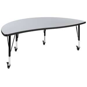 Bowery Hill 25&quot x 30&quot x 60&quot Demilune Mobile Adjustable Activity Table