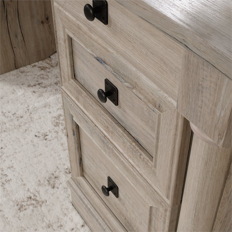 Bowery Hill Engineered Wood Executive Desk in Split Oak Finish