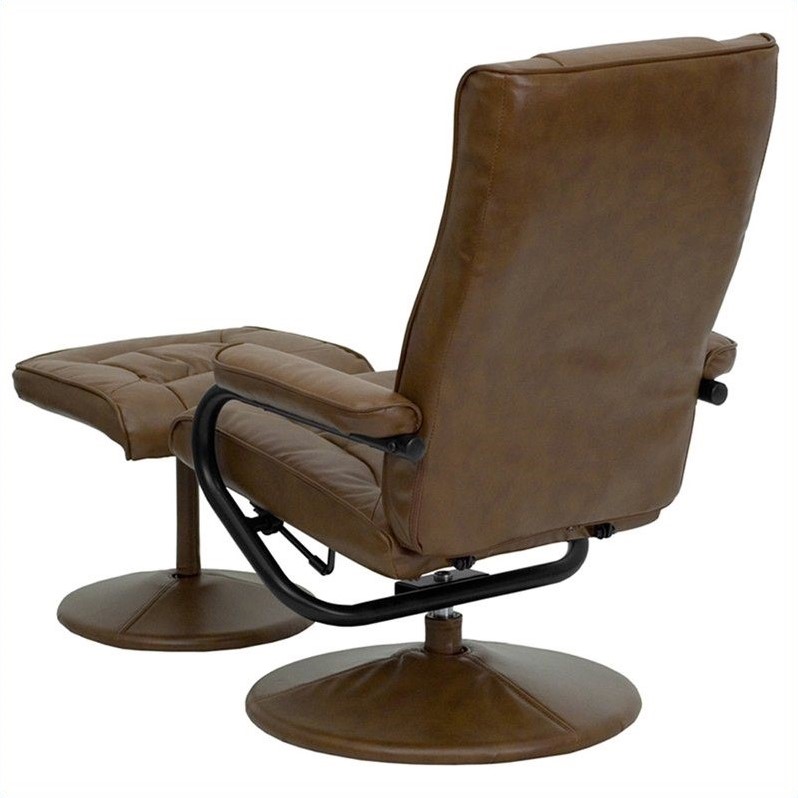 Bowery Hill Contemporary Recliner and Ottoman in Brown with Base