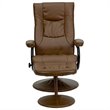 Bowery Hill Contemporary Recliner and Ottoman in Brown with Base