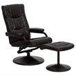 Bowery Hill Contemporary Recliner and Ottoman in Brown and Black