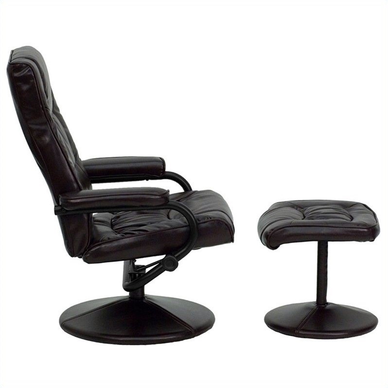 Bowery Hill Contemporary Recliner and Ottoman in Brown and Black