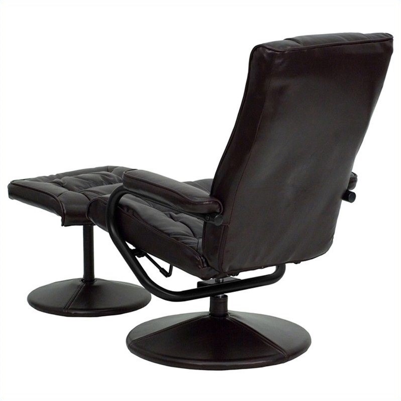 Bowery Hill Contemporary Recliner and Ottoman in Brown and Black