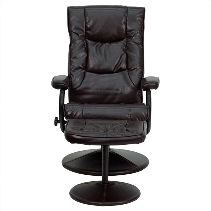 Bowery Hill Contemporary Recliner and Ottoman in Brown and Black