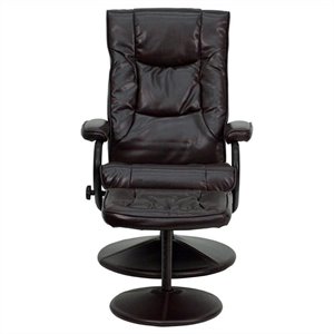 bowery hill contemporary recliner and ottoman in brown and black