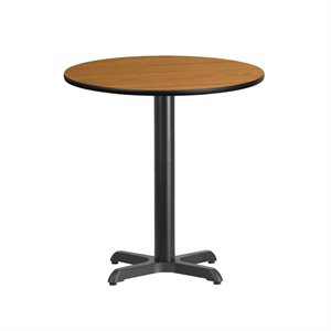 Bowery Hill 24&quot Round Restaurant Dining Table in Black and Natural