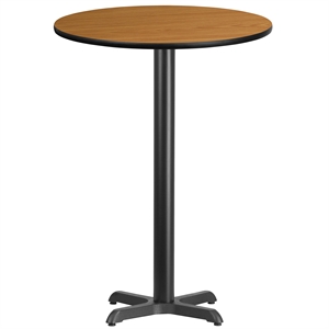 Bowery Hill 30&quot Round Restaurant Bar Table in Black and Natural