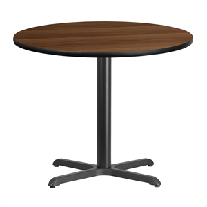Bowery Hill 36&quot Round Laminate Wood Top Dining Table in Black/Walnut