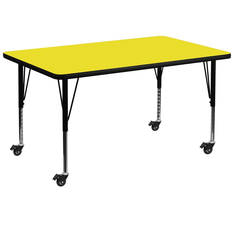 Bowery Hill Rectangular High Pressure Top Mobile Activity Table in Yellow