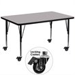 Bowery Hill Rectangular Thermal Fused Top Mobile Activity Table in Gray