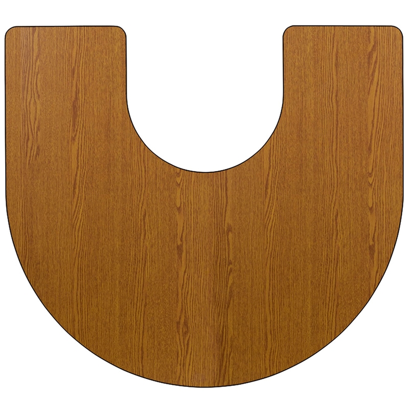 Bowery Hill Horseshoe-Shaped Thermal Fused Top Mobile Activity Table in Oak