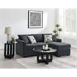 Bowery Hill Fabric Upholstered Sleeper Sectional Chaise Sofa in Dark Gray