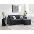 Bowery Hill Fabric Upholstered Sleeper Sectional Chaise Sofa in Dark Gray
