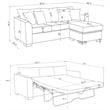 Bowery Hill Fabric Upholstered Sleeper Sectional Chaise Sofa in Dark Gray