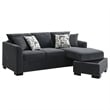 Bowery Hill Fabric Upholstered Sleeper Sectional Chaise Sofa in Dark Gray