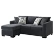 Bowery Hill Fabric Upholstered Sleeper Sectional Chaise Sofa in Dark Gray