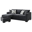 Bowery Hill Fabric Upholstered Sleeper Sectional Chaise Sofa in Dark Gray