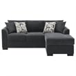 Bowery Hill Fabric Upholstered Sleeper Sectional Chaise Sofa in Dark Gray