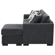 Bowery Hill Fabric Upholstered Sleeper Sectional Chaise Sofa in Dark Gray
