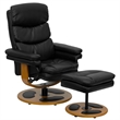 Bowery Hill Contemporary Black Recliner and Ottoman with Base