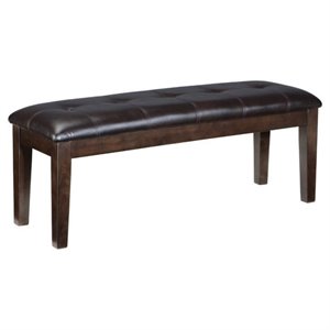 Bowery Hill Modern Large Upholstered Dining Bench in Dark Brown