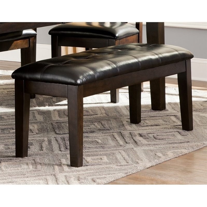 Bowery Hill Modern Large Upholstered Dining Bench in Dark Brown