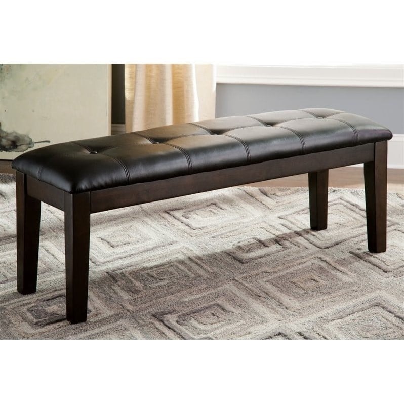 Bowery Hill Modern Large Upholstered Dining Bench in Dark Brown