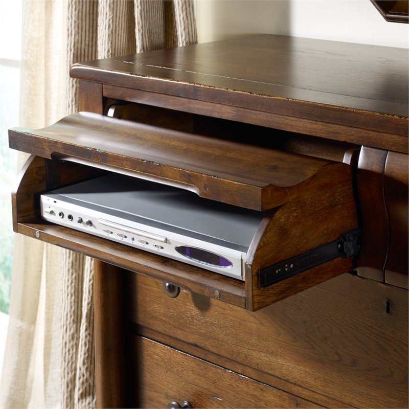 Bowery Hill Modern / Contemporary 5 Drawer Dresser in Pecan Finish