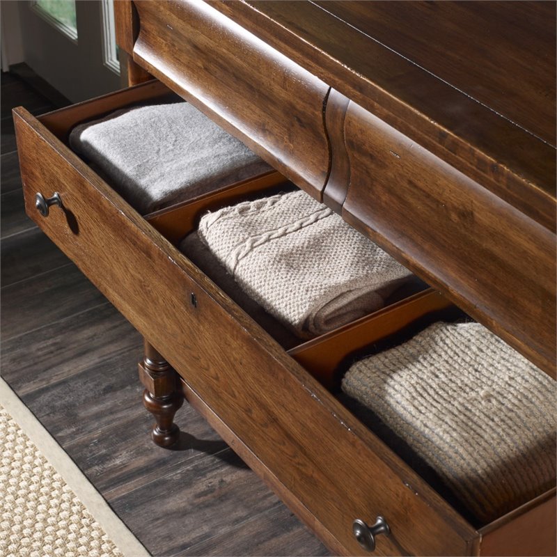 Bowery Hill Modern / Contemporary 5 Drawer Dresser in Pecan Finish