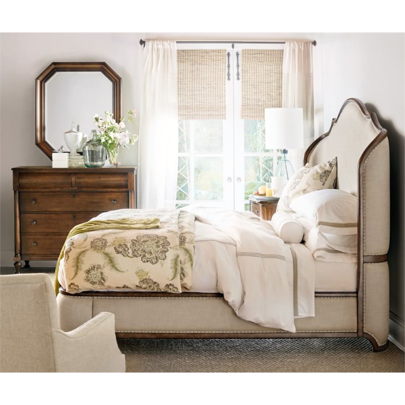 Bowery Hill Modern / Contemporary 5 Drawer Dresser in Pecan Finish