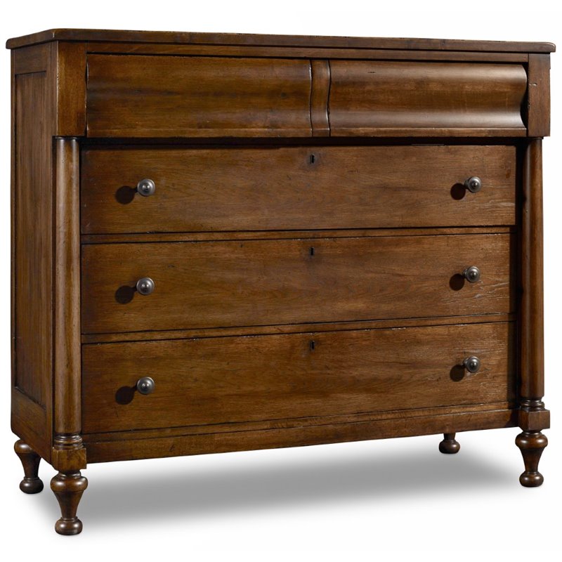 Bowery Hill Modern / Contemporary 5 Drawer Dresser in Pecan Finish