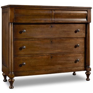 bowery hill modern / contemporary 5 drawer dresser in pecan finish