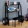 Bowery Hill Traditional Metal Desk with Stool in Black Finish