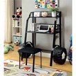 Bowery Hill Traditional Metal Desk with Stool in Black Finish