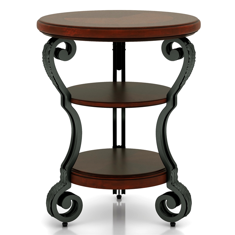 Bowery Hill Traditional Wood 2-Shelf Side Table Brown Cherry