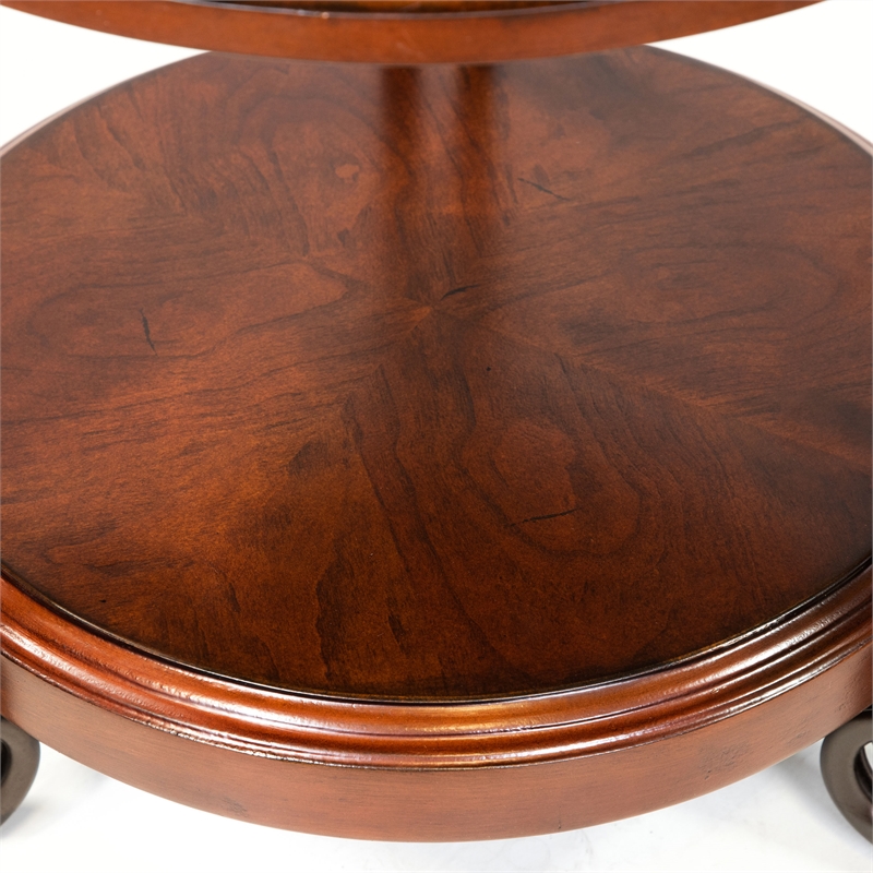 Bowery Hill Traditional Wood 2-Shelf Side Table Brown Cherry