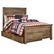 Bowery Hill Contemporary Full Panel Bed with 1-Large Storage Drawer in Brown