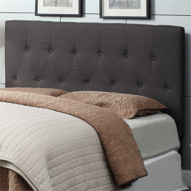 Bowery Hill Fabric California King Tufted Platform Bed in Gray