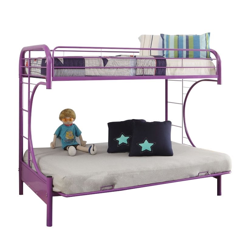 Bowery Hill Modern Twin over Full and Futon Bunk Bed in Purple