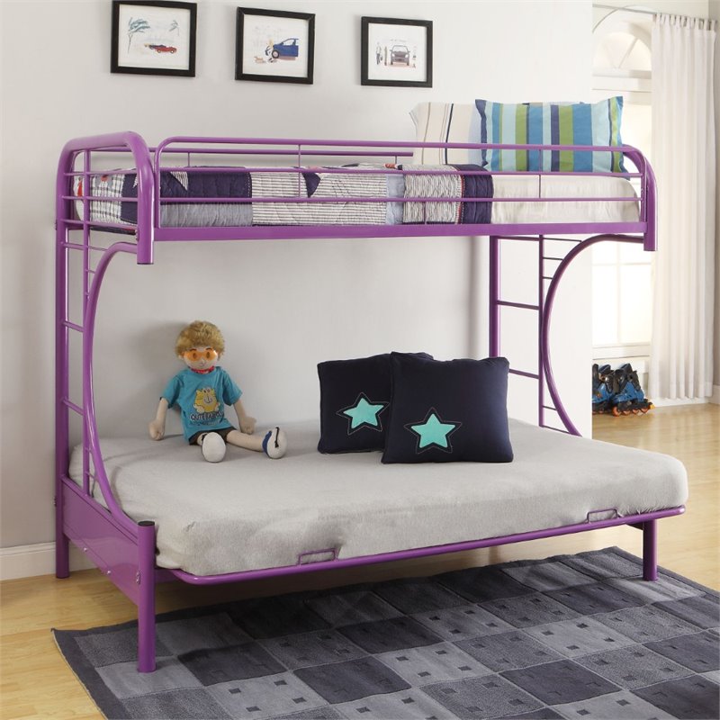 Bowery Hill Modern Twin over Full and Futon Bunk Bed in Purple