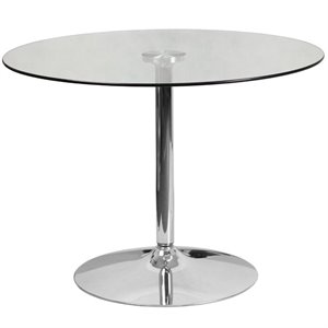 Bowery Hill Contemporary 39.25&quot Round Glass Top Dining Table