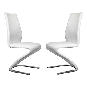 Bowery Hill Modern Faux Leather Dining Chair in White (Set of 2)