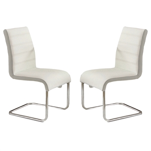 Bowery Hill Modern Faux Leather Dining Chairs in White (Set of 2)
