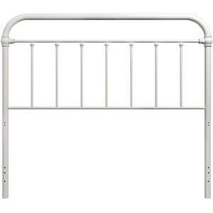 Bowery Hill Metal Full or Queen Round Spindle Headboard in Soft White