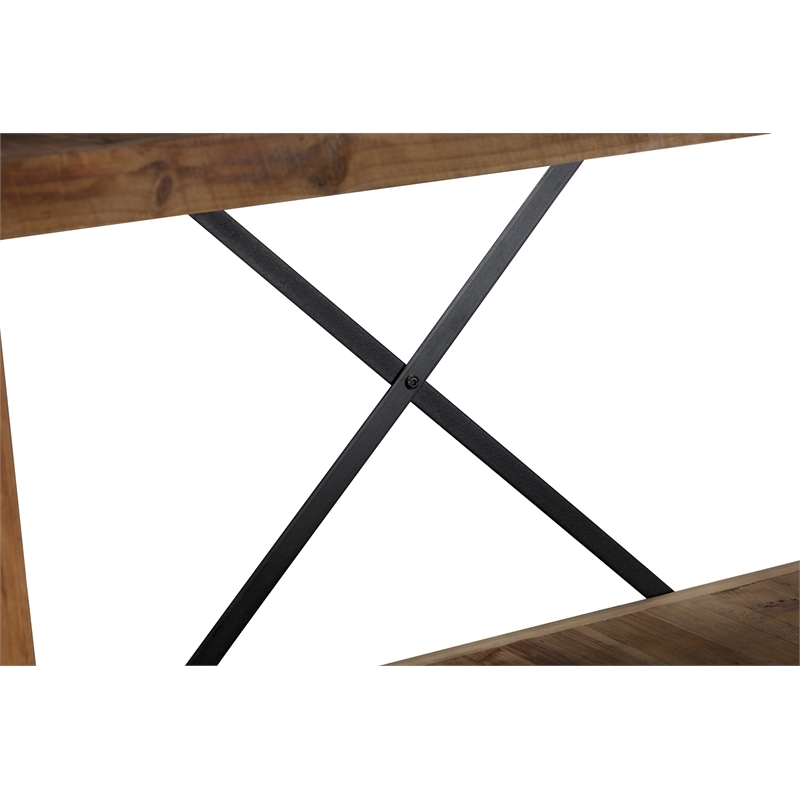 Bowery Hill Contemporary 3-Shelf Wood Bookcase in Natural/Black